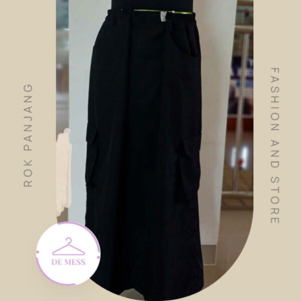 Rok Panjang Hitam kerut samping